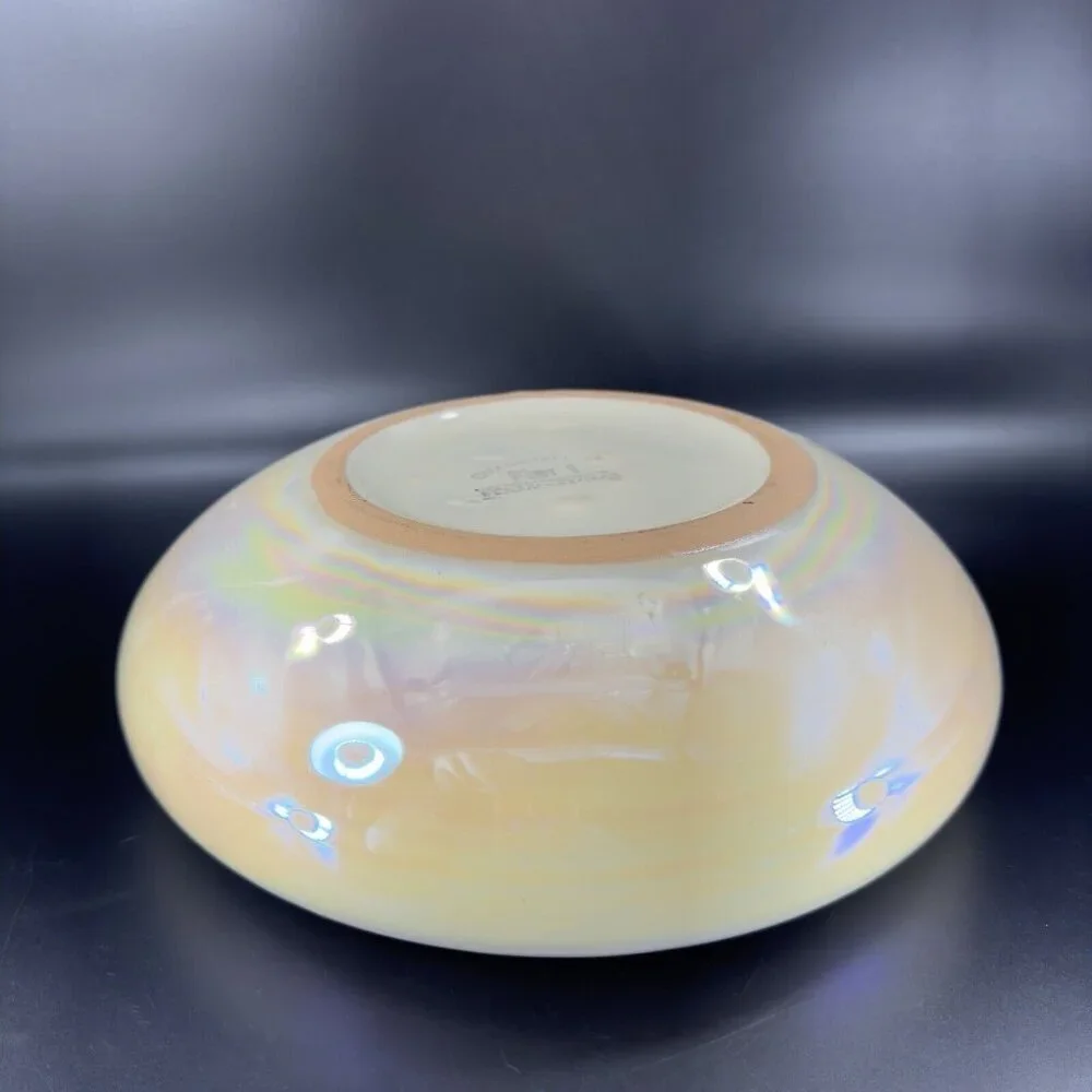 Pier 1 Pottery Planter Bowl Italian Yellow Iridescent Luster Finish Made Italy‎